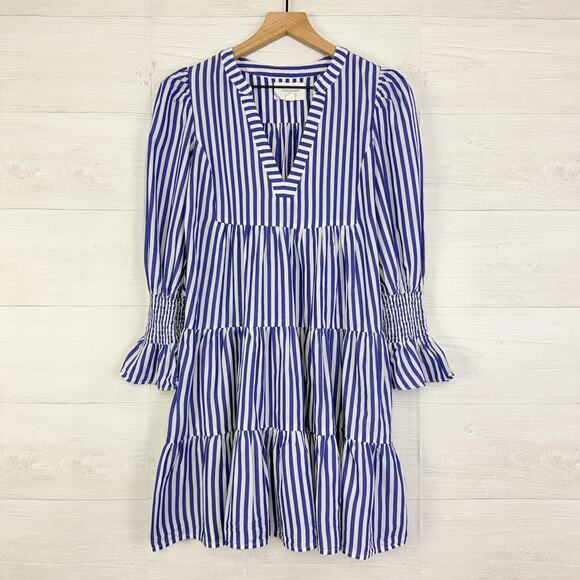 Tuckernuck Pomander Place Kenzo Dress XS Stripe Blue White Cotton Poplin Coastal - Picture 1 of 16